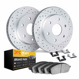 Dynamic Friction 2003-2023 Toyota Hilux Front Drilled & Slotted Geoperformance Rotors Heavy Duty Pads w/Hardware by Dynamic Friction Company 2212-76004