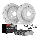 Dynamic Friction 1993-1998 Jeep Grand Cherokee Rear Drill/Slot Geoperf Rotors Ultimate Duty Perf Pads w/Hardware by Dynamic Friction Company 2412-42022