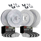 Dynamic Friction 2014-2023 Jeep Cherokee Front & Rear Drill/Slot Geoperf Rotors Ultimate Duty Perf Pads w/Hardware by Dynamic Friction Company 2414-42007