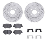 Dynamic Friction 2009-2016 Hyundai Sonata Front Drilled & Slotted Geoperformance Rotors 5000 Advanced Pads w/Hardware by Dynamic Friction Company 2512-03022