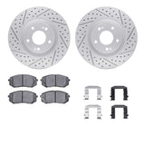 Dynamic Friction 2014-2017 Hyundai Tucson Front Drilled & Slotted Geoperformance Rotors 5000 Advanced Pads w/Hardware by Dynamic Friction Company 2512-03042