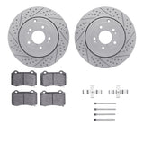 Dynamic Friction 2010-2016 Hyundai Genesis Coupe Rear Drill/Slot Geoperf Rotors 5000 Advanced Brake Pads w/Hardware by Dynamic Friction Company 2512-03045