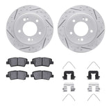 Dynamic Friction 2012-2024 Hyundai Veloster Rear Drill/Slot Geoperformance Rotors 5000 Advanced Brake Pads w/Hardware by Dynamic Friction Company 2512-03053
