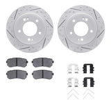 Dynamic Friction 2018-2025 Hyundai Kona Rear Drilled & Slotted Geoperformance Rotors 5000 Advanced Pads w/Hardware by Dynamic Friction Company 2512-03054