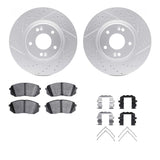 Dynamic Friction 2015-2023 Hyundai Kona Electric Front Drill/Slot Geoperf Rotors 5000 Advanced Brake Pads w/Hardware by Dynamic Friction Company 2512-03081