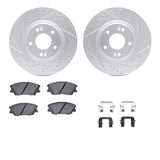 Dynamic Friction 2020-2022 Kia Soul Front Drilled & Slotted Geoperformance Rotors 5000 Advanced Brake Pads w/Hardware by Dynamic Friction Company 2512-03084