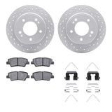 Dynamic Friction 2017-2022 Hyundai Ioniq Rear Drilled & Slotted Geoperformance Rotors 5000 Advanced Pads w/Hardware by Dynamic Friction Company 2512-21034