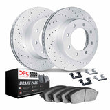 Dynamic Friction 1986-1994 Ford F-350 Front Drilled & Slotted Geoperformance Rotors 5000 Advanced Pads w/Hardware by Dynamic Friction Company 2512-54086
