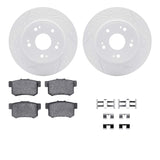 Dynamic Friction 2005-2022 Acura ILX Rear Drilled & Slotted Geoperformance Rotors 5000 Advanced Brake Pads w/Hardware by Dynamic Friction Company 2512-59033