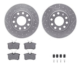 Dynamic Friction 2002-2006 Audi A4 Rear Drilled & Slotted Geoperformance Rotors 5000 Advanced Brake Pads w/Hardware by Dynamic Friction Company 2512-73039
