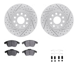 Dynamic Friction 2005-2013 Audi A3 Front Drilled & Slotted Geoperformance Rotors 5000 Advanced Brake Pads w/Hardware by Dynamic Friction Company 2512-74042