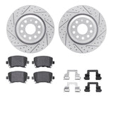 Dynamic Friction 2006-2021 Audi S3 Rear Drilled & Slotted Geoperformance Rotors 5000 Advanced Brake Pads w/Hardware by Dynamic Friction Company 2512-74047