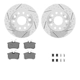 Dynamic Friction 2010-2013 Audi A3 Rear Drilled & Slotted Geoperformance Rotors 5000 Advanced Brake Pads w/Hardware by Dynamic Friction Company 2512-74061