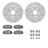 Dynamic Friction 2016-2022 Toyota Corolla Front Drilled & Slotted Geoperformance Rotors 5000 Advanced Pads w/Hardware by Dynamic Friction Company 2512-76057