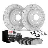Dynamic Friction 2014-2018 Mazda 3 Rear Drilled & Slotted Geoperformance Rotors 5000 Advanced Brake Pads w/Hardware by Dynamic Friction Company 2512-80042