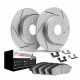 Dynamic Friction 2012-2018 Ford Focus Rear Slotted Geoperf Rotors Euro 5000 Ceramic Brake Pads w/Hardware by Dynamic Friction Company 2612-54048