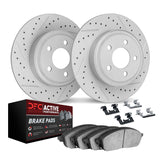 Dynamic Friction 2005-2022 Acura ILX Rear Drilled & Slotted Geoperformance Rotors & Active Perf Pads w/Hardware by Dynamic Friction Company 2712-59078