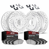 Dynamic Friction 1999-2000 Honda Civic Front & Rear Drill/Slot Geoperf Rotors Active Performance Pads w/Hardware by Dynamic Friction Company 2714-59006