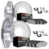 Dynamic Friction 2019-2025 Ram 1500 Front & Rear Slotted Silver Rotors with Ultimate Duty Performance Pads w/Hardware by Dynamic Friction Company 5414-40009