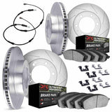 Dynamic Friction 2019-2025 Cadillac Escalade ESV Front & Rear Slotted Silver Rotors UD Performance Pads w/Sensor/HW by Dynamic Friction Company 5424-47001