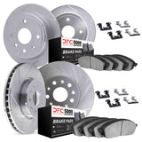 Dynamic Friction 2016-2019 Land Rover Range Rover Evoque Front & Rear Slotted Silver Rotors 5000 Adv Pads w/Hardware by Dynamic Friction Company 5514-11015