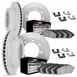 Dynamic Friction 1999-2004 Ford F-350 Super Duty Front & Rear Slotted Silver Rotors w/4000 HybriDyna Pads w/HW by Dynamic Friction Company 5814-54043