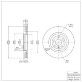 Dynamic Friction 2013-2019 Ford Taurus SHO Front Brake Rotor (352x32 Vented) by Dynamic Friction Company 600-54266