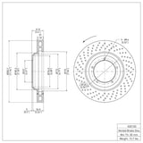 Dynamic Friction 1982-1989 Porsche 911 Left Front Drilled Brake Rotor (304x32 Vented) by Dynamic Friction Company 620-02013D