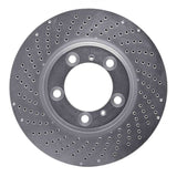 Dynamic Friction 1999-2021 Porsche 718 Boxster Left Front Drilled Silver Brake Rotor by Dynamic Friction Company 621-02036D