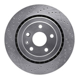 Dynamic Friction 2015-2022 Cadillac ATS Rear Left Drilled Silver Brake Rotor by Dynamic Friction Company 621-47074L