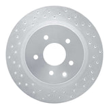 Dynamic Friction 2005-2021 Nissan 350Z Rear Left Drilled Silver Brake Rotor by Dynamic Friction Company 621-67055L