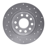 Dynamic Friction 2005-2022 Audi A3 Rear Left Drilled Silver Brake Rotor by Dynamic Friction Company 621-74031L