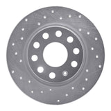 Dynamic Friction 2005-2022 Audi A3 Rear Left Drilled Silver Brake Rotor by Dynamic Friction Company 621-74031L