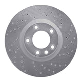 Dynamic Friction 2011-2018 Porsche Cayenne Left Front Drilled Silver Brake Rotor by Dynamic Friction Company 621-74057D