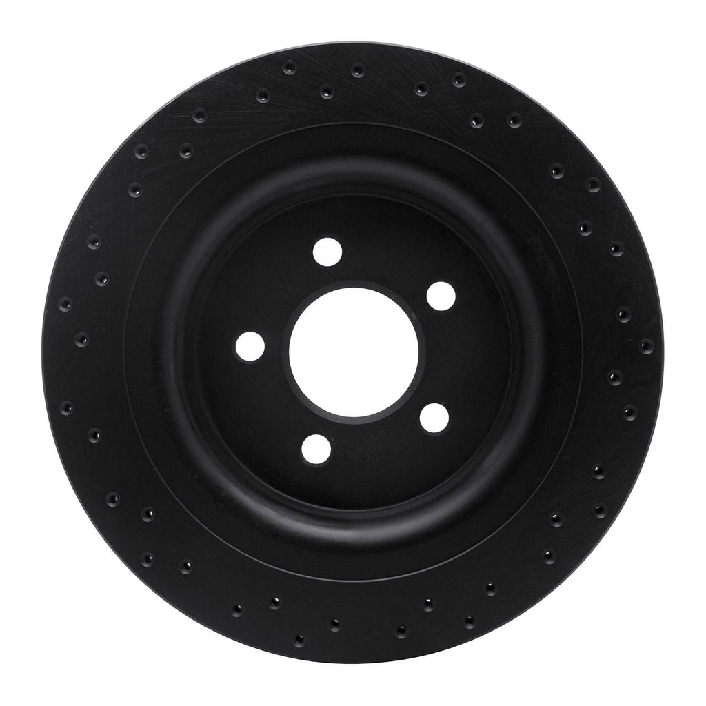 R1 Concepts 15-21 Ford Mustang Rear Right Drilled Black Brake Rotor ...