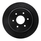 R1 Concepts 16-21 Nissan Titan XD Rear Left Drilled Black Brake Rotor