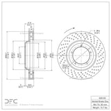Dynamic Friction 1982-1989 Porsche 911 Right Front Drilled GeoSPEC Coated Rotor (304x32 Vented)