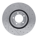 Dynamic Friction 2010-2024 Audi RS e-Tron GT Left Front Drilled & Slotted Silver Brake Rotor by Dynamic Friction Company 631-02084D