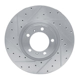 Dynamic Friction 2010-2024 Audi RS e-Tron GT Left Front Drilled & Slotted Silver Brake Rotor by Dynamic Friction Company 631-02084D