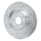 Dynamic Friction 2015-2018 Porsche Macan Rear Left Drilled & Slotted Silver Brake Rotor by Dynamic Friction Company 631-02102L