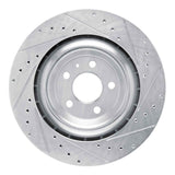 Dynamic Friction 2015-2018 Porsche Macan Rear Left Drilled & Slotted Silver Brake Rotor by Dynamic Friction Company 631-02102L