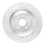 Dynamic Friction 2015-2018 Porsche Macan Rear Left Drilled & Slotted Silver Brake Rotor by Dynamic Friction Company 631-02102L