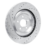 Dynamic Friction 2015-2018 Porsche Macan Rear Left Drilled & Slotted Silver Brake Rotor by Dynamic Friction Company 631-02102L