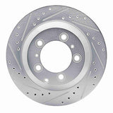 Dynamic Friction 2019-2023 Porsche Cayenne Rear Left Drilled & Slotted Silver Brake Rotor by Dynamic Friction Company 631-02130L