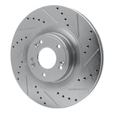 Dynamic Friction 2011-2017 Genesis G80 Front Right Drilled & Slotted Silver Brake Rotor by Dynamic Friction Company 631-03036R