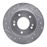 Dynamic Friction 2011-2025 Hyundai Veloster Rear Left Drilled & Slotted Silver Brake Rotor by Dynamic Friction Company 631-03037L