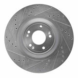 Dynamic Friction 2012-2017 Genesis G80 Front Left Drilled & Slotted Silver Brake Rotor by Dynamic Friction Company 631-03040L