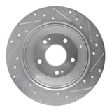 Dynamic Friction 2010-2021 Hyundai Santa Fe Sport Rear Left Drilled & Slotted Silver Brake Rotor by Dynamic Friction Company 631-03050L