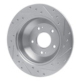 Dynamic Friction 2010-2021 Hyundai Santa Fe Sport Rear Left Drilled & Slotted Silver Brake Rotor by Dynamic Friction Company 631-03050L