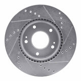 Dynamic Friction 2017-2022 Hyundai Ioniq Front Left Drilled & Slotted Silver Brake Rotor by Dynamic Friction Company 631-03055L